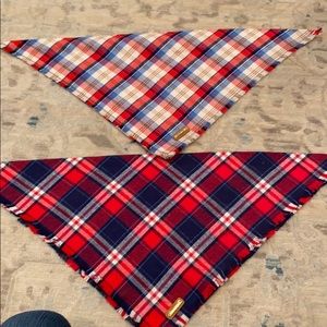 Two plaid dog bandanas